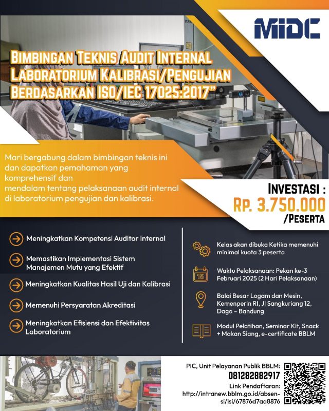 Bimbingan Teknis Audit Internal Laboratoriun Pengujian dan Kalibrasi